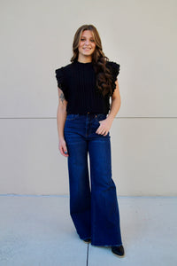 Vicki Ruffle Sweater - Black