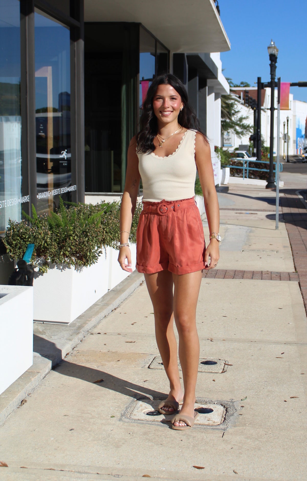 Dunes Belted Shorts - Rust