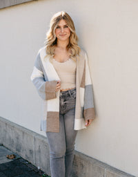 Cream Block Cardigan