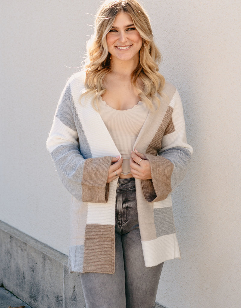 Cream Block Cardigan