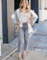 Cream Block Cardigan