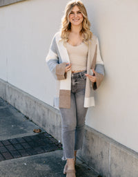 Cream Block Cardigan