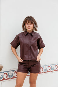 Bess Vegan Leather Shirt