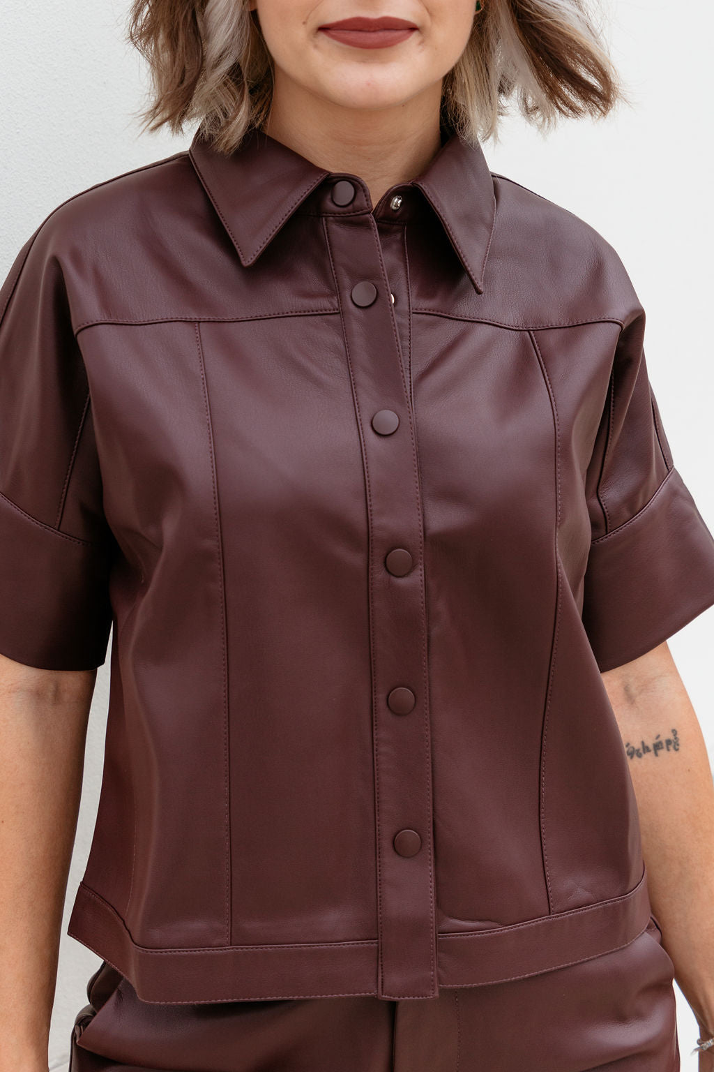 Bess Vegan Leather Shirt