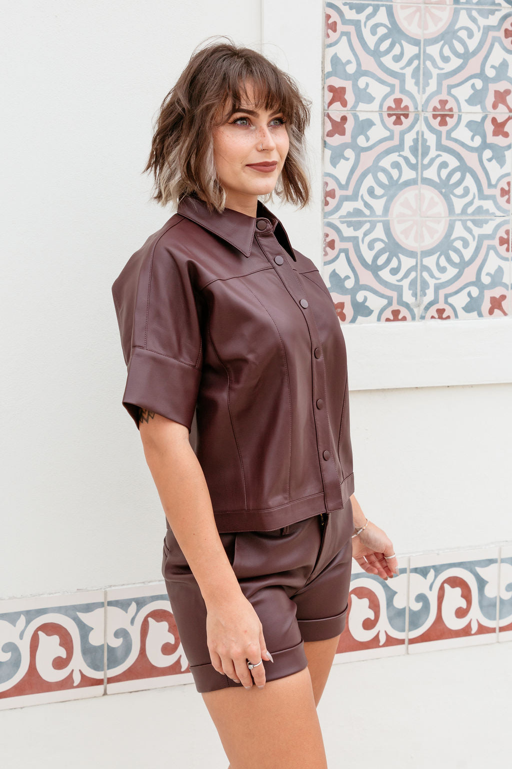 Bess Vegan Leather Shirt