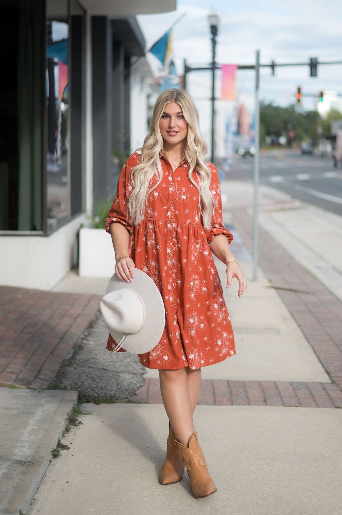 Corduroy Tiered Midi Dress