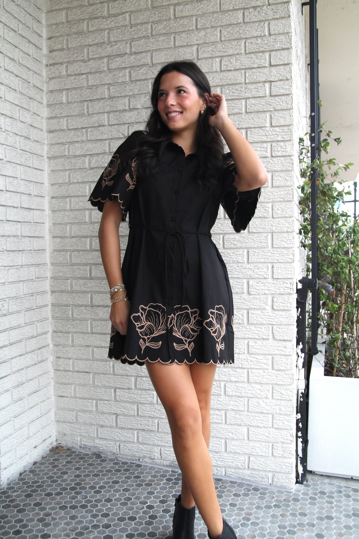 Embroidered Shirt Dress