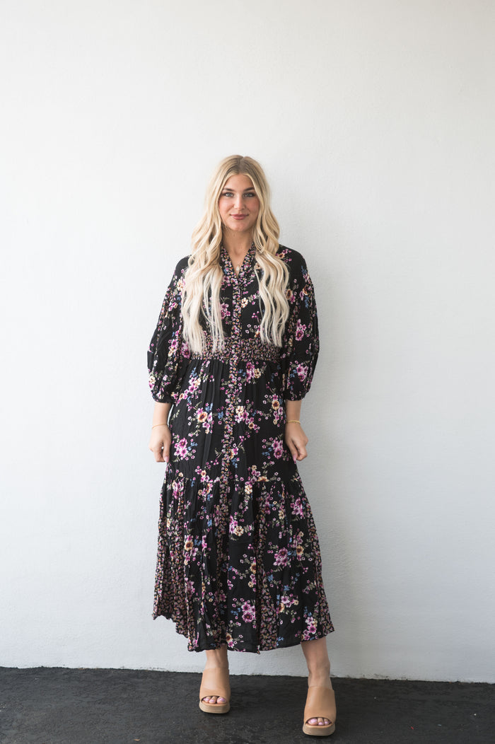 Mixed Challis Button Down Maxi