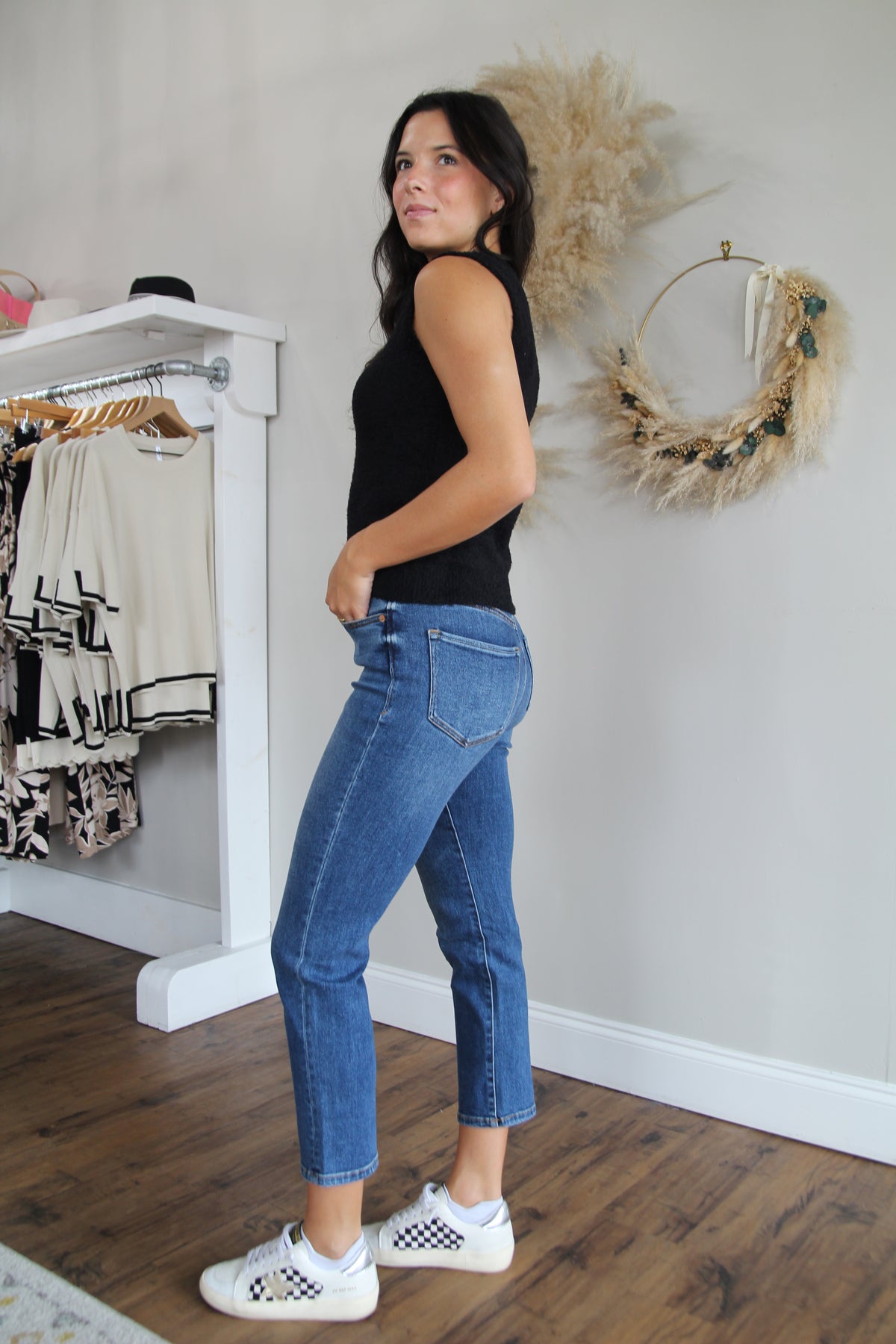 Frankie High Rise Straight Dark Denim