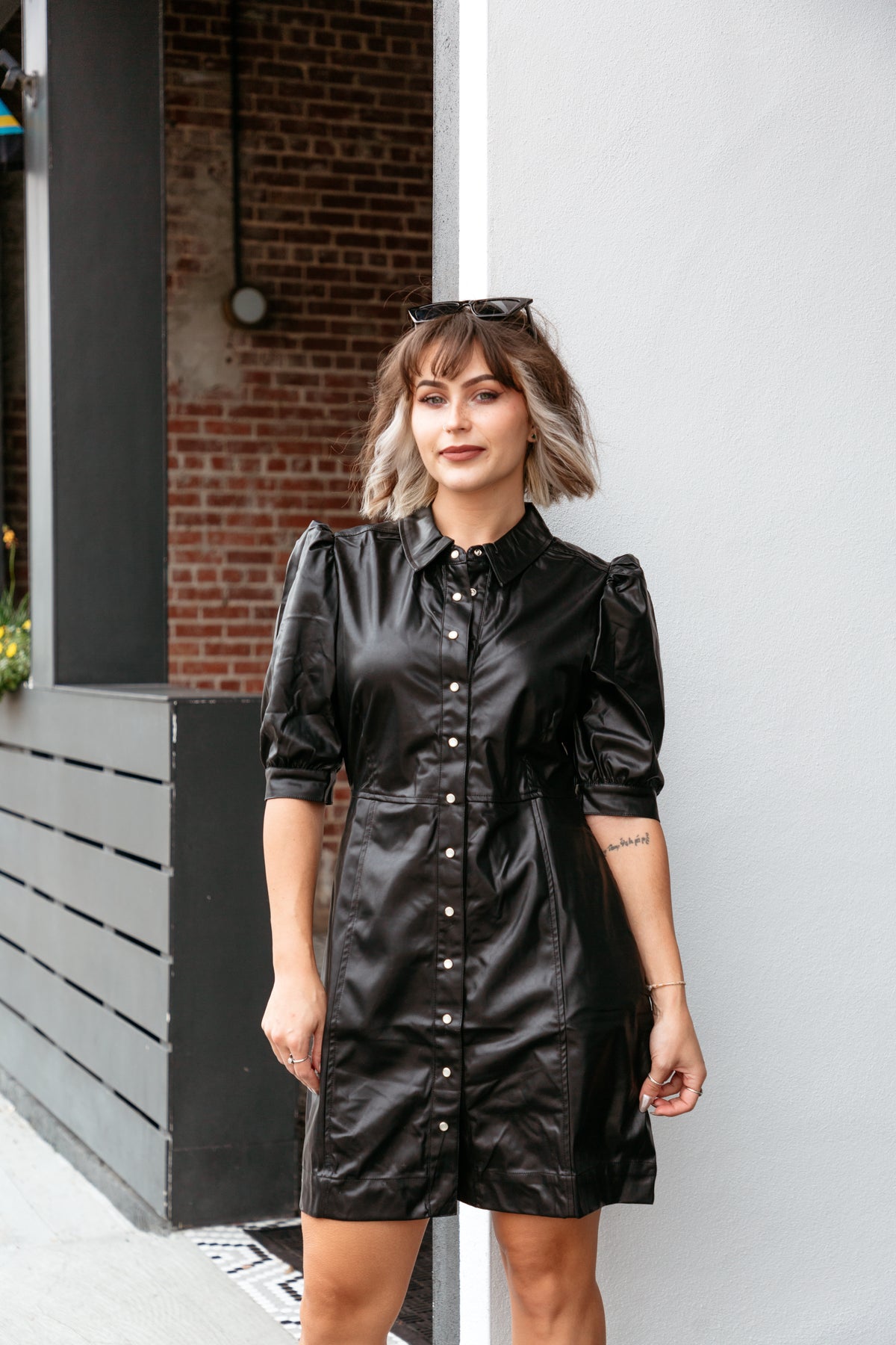 Vegan Skin Tight Leather Dresses Miss Circle Women's Shelby Dark Brown Faux Leather With Lace Mini Vegan Skin Tight Leather Dresses Miss Circle Women's Shelby Dark Brown Faux Leather With Lace Mini