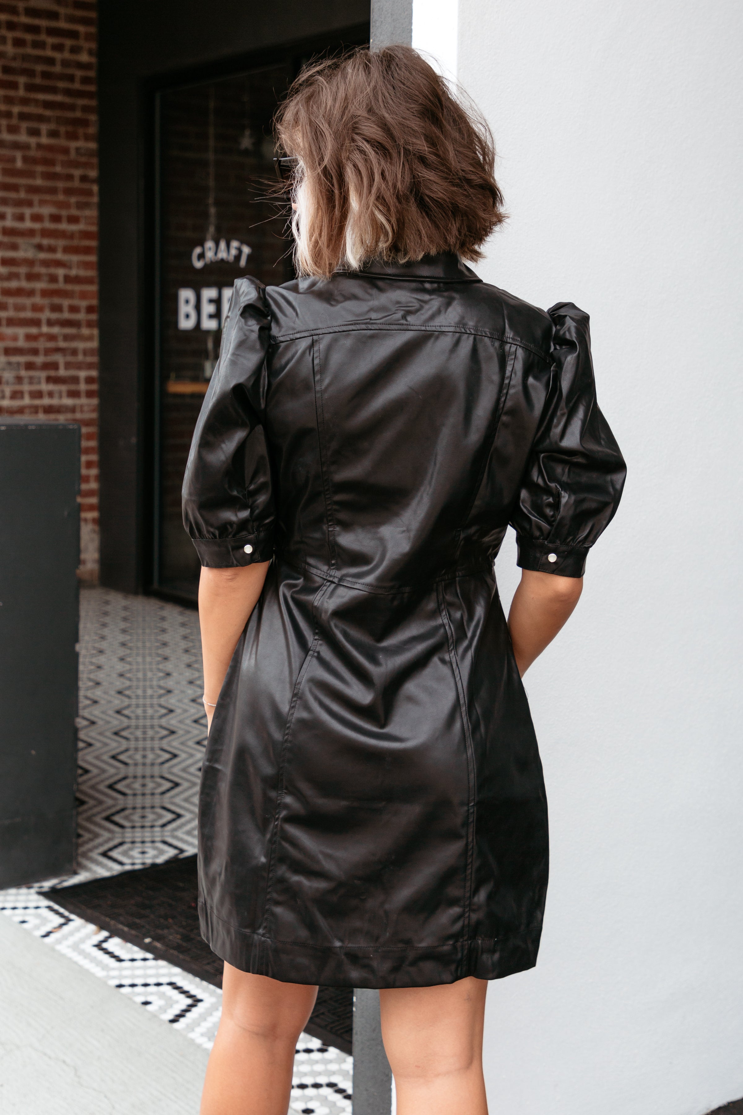 Herlipto vegan leather jumper dress