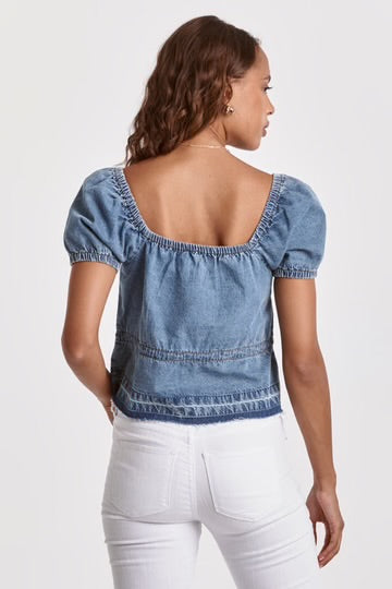 Mia Cinched Chambray Top