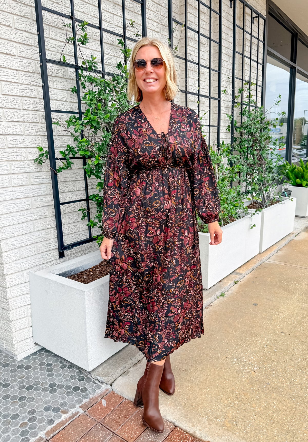Maroon Floral Dress