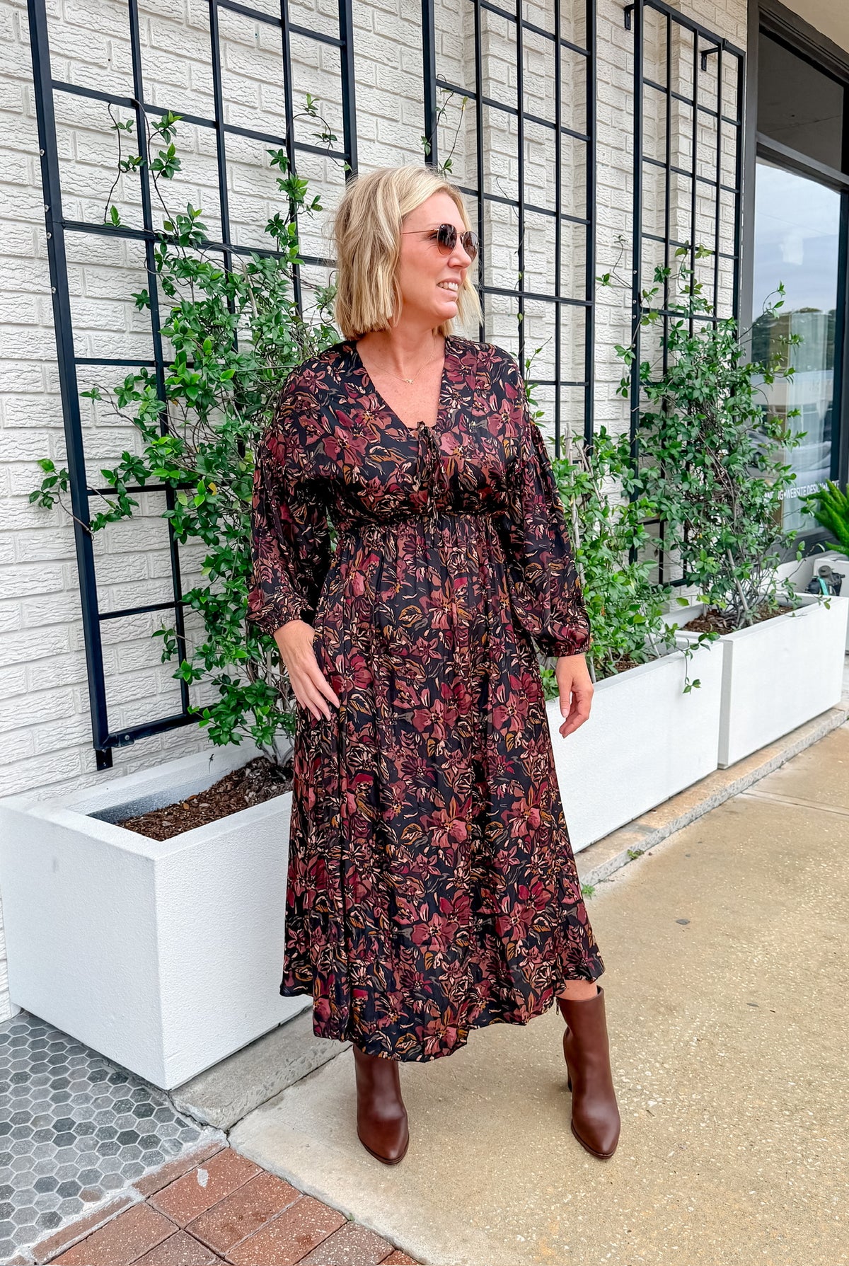 Maroon Floral Dress