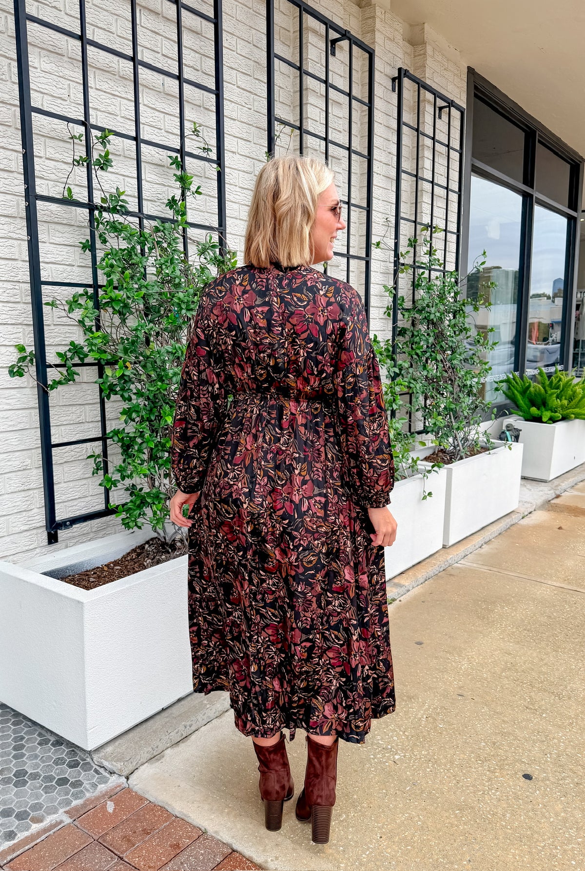 Maroon Floral Dress