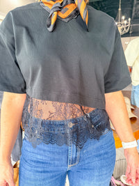 Lace Contrast Top