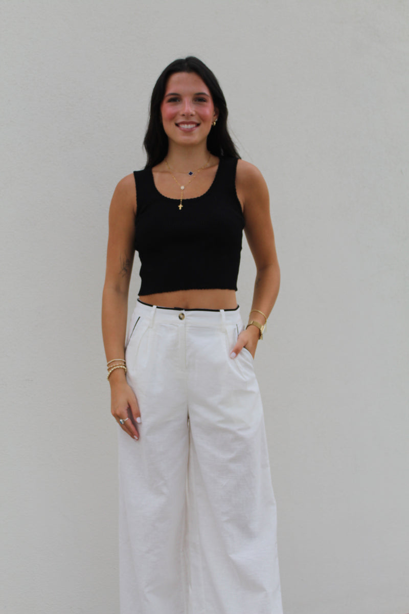 Contrast Piping Trousers