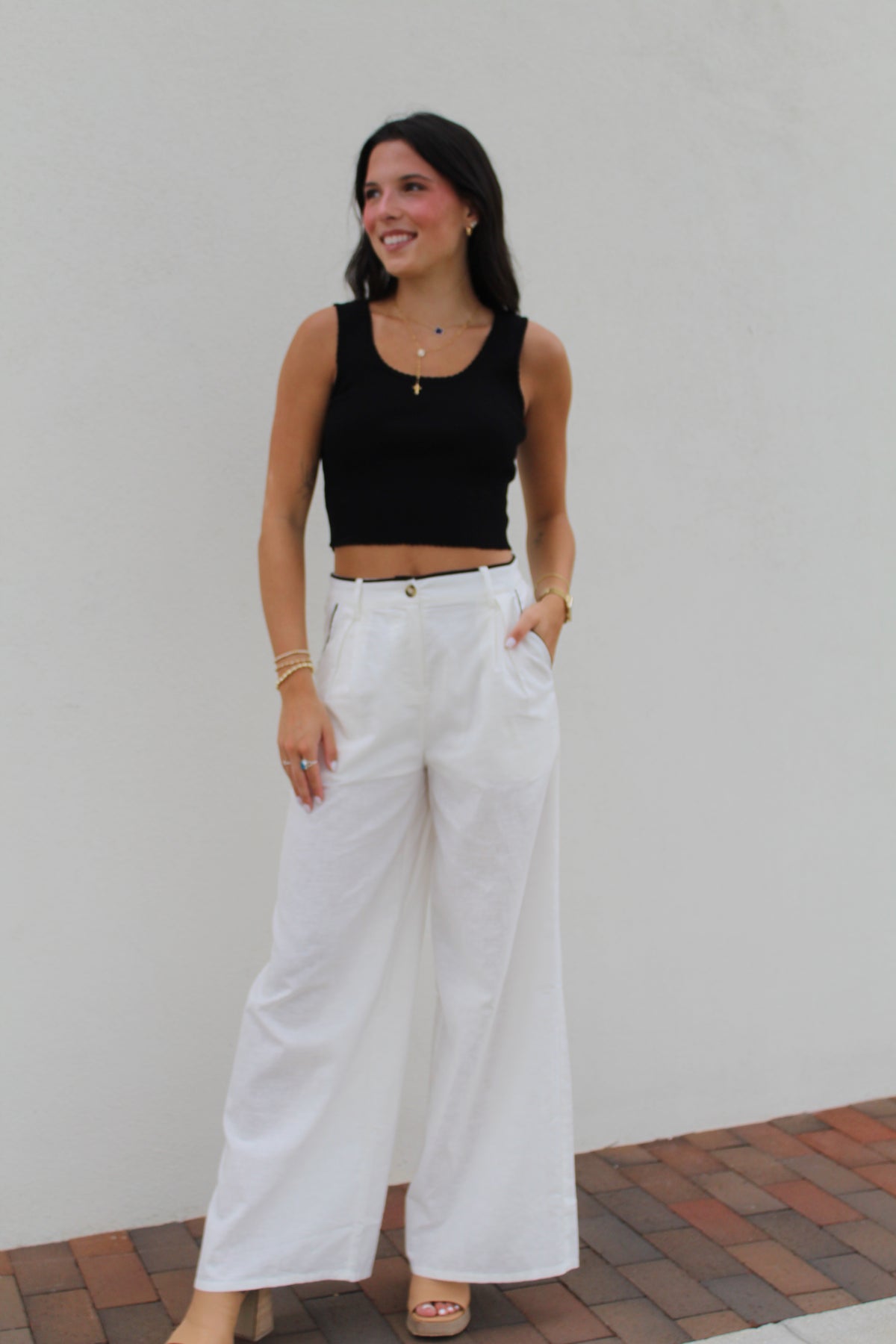 Contrast Piping Trousers