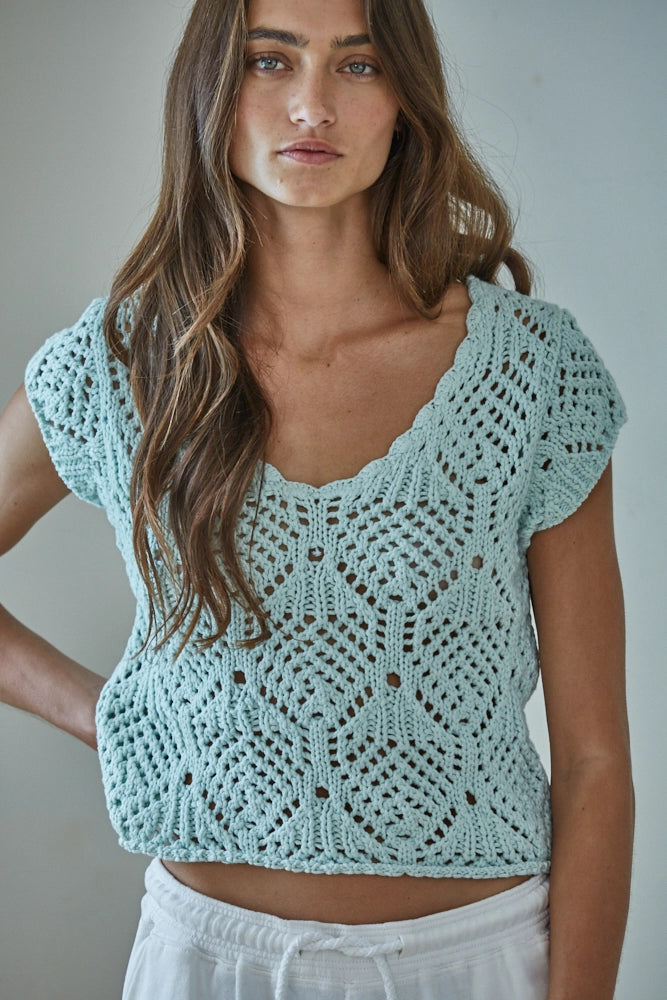Spring Knit Sweater - Mint