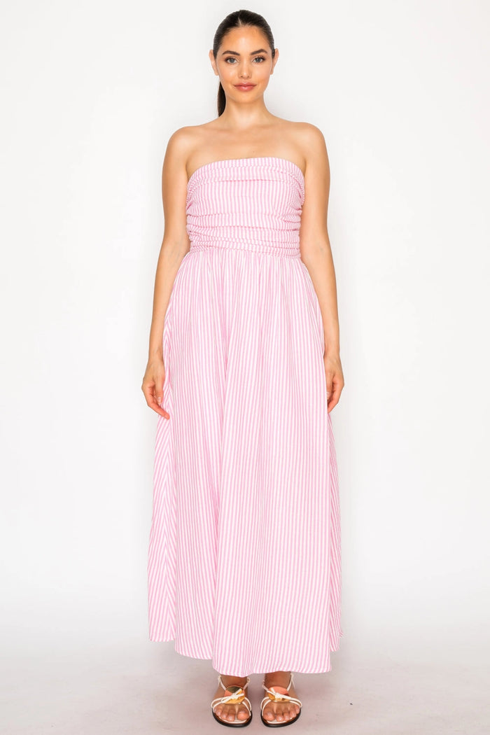Pink Gauze Stripe Maxi