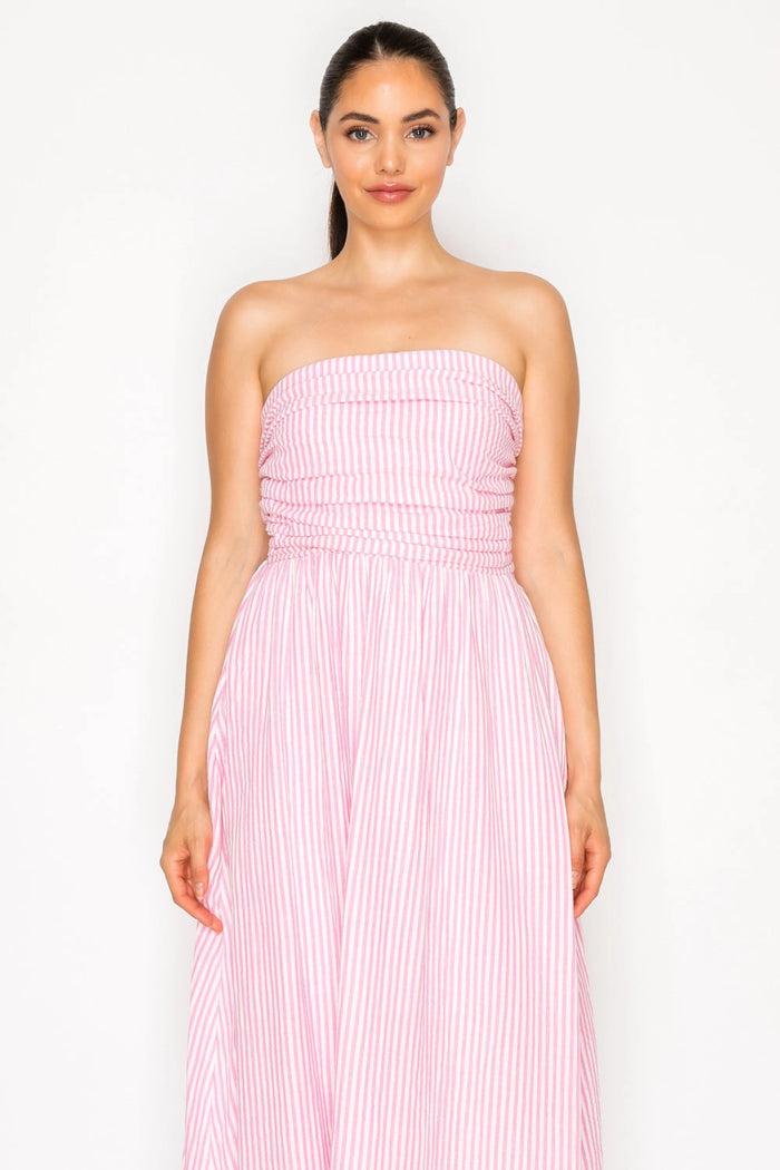 Pink Gauze Stripe Maxi