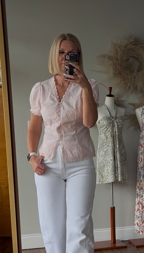 Blushing Eyelet Top