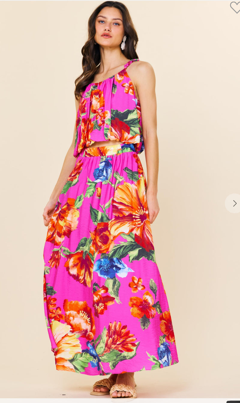 Magenta Floral Skirt