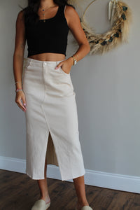 Cream Denim Skirt