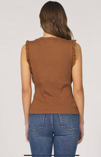 Bridget Ruffle Sleeve - Brown