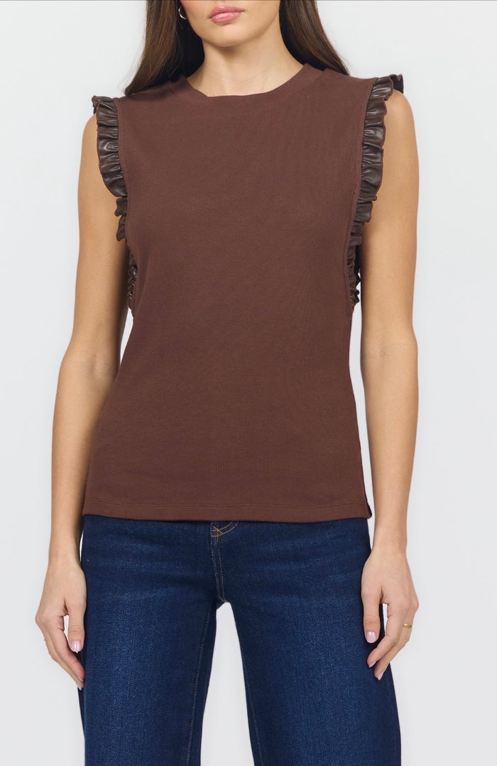Bridget Ruffle Sleeve - Chocolate