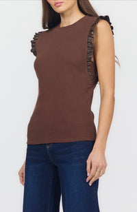 Bridget Ruffle Sleeve - Chocolate