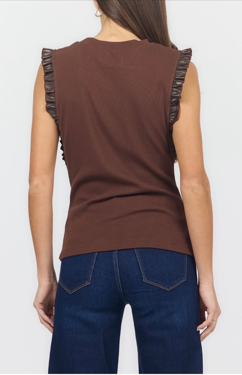 Bridget Ruffle Sleeve - Chocolate