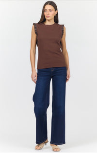 Bridget Ruffle Sleeve - Chocolate