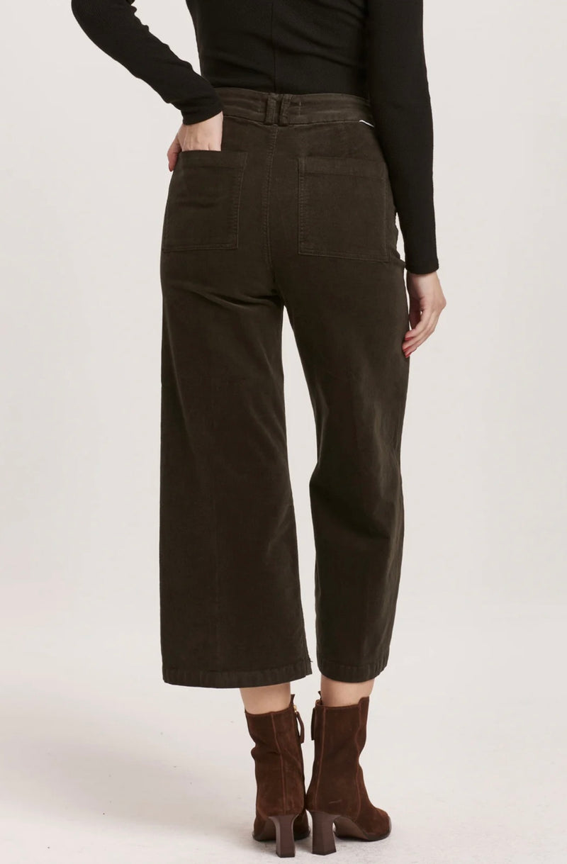 Audrey Cropped Corduroy - Olive Green