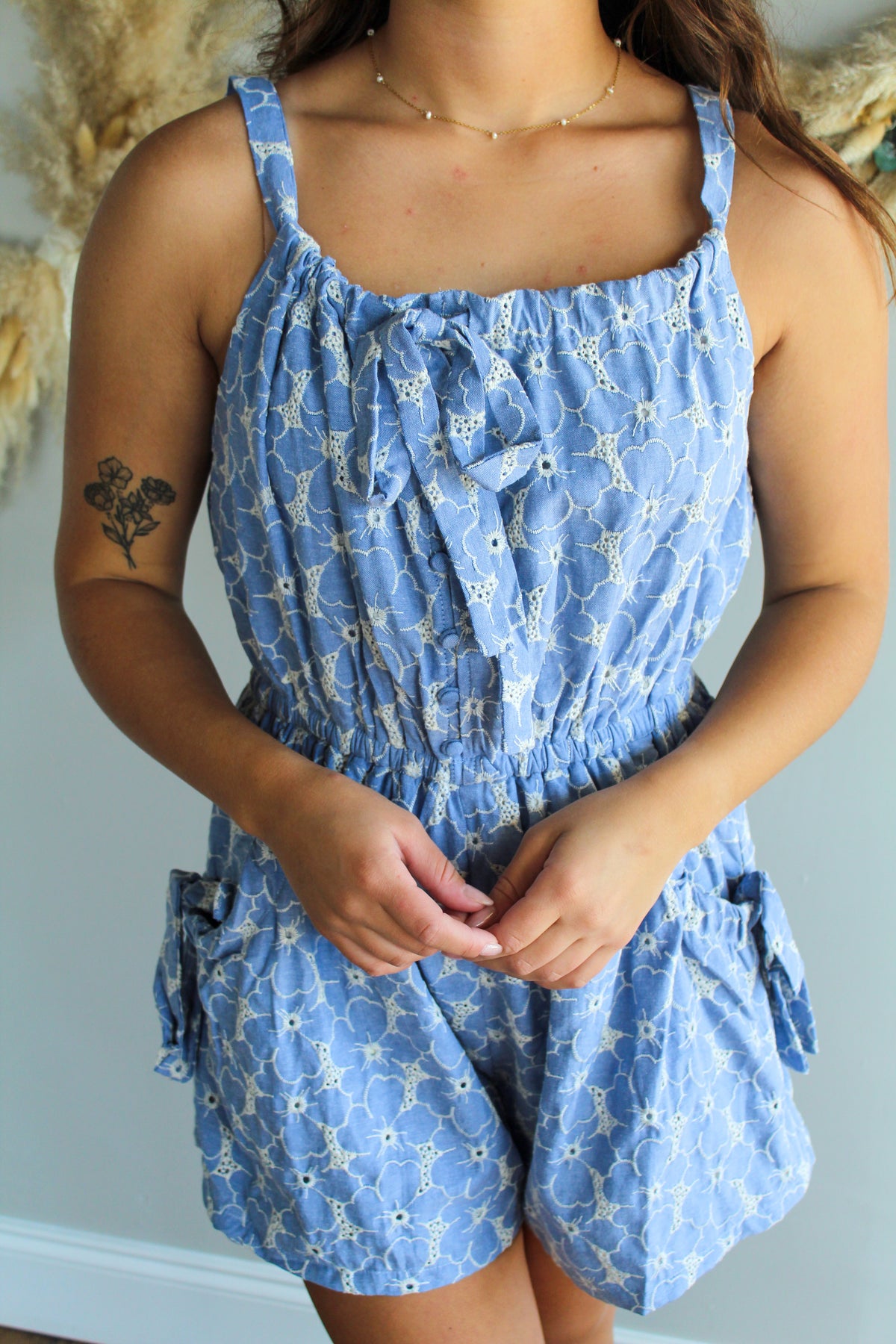 Floral Embroidered Romper