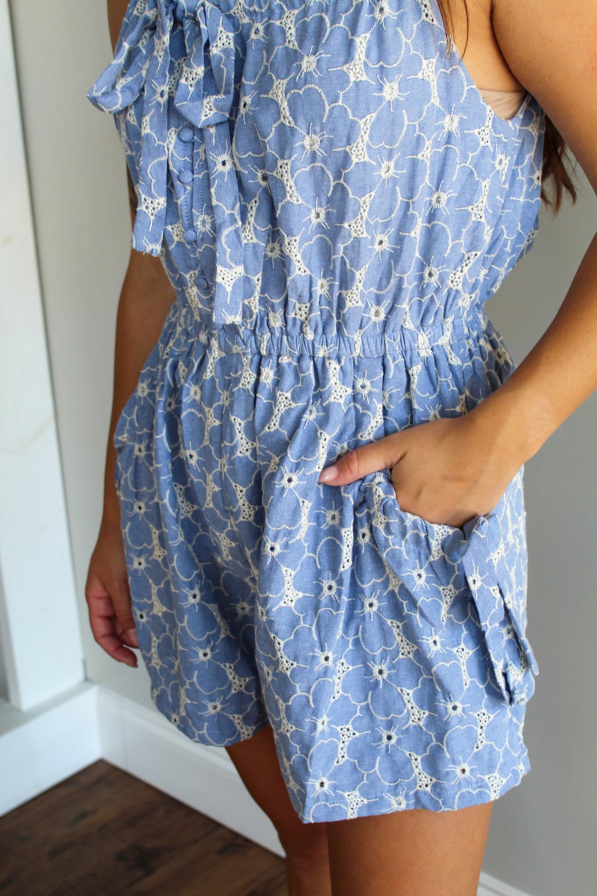 Floral Embroidered Romper