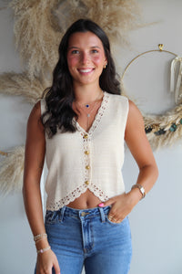 Kari Crochet Vest - Oatmeal