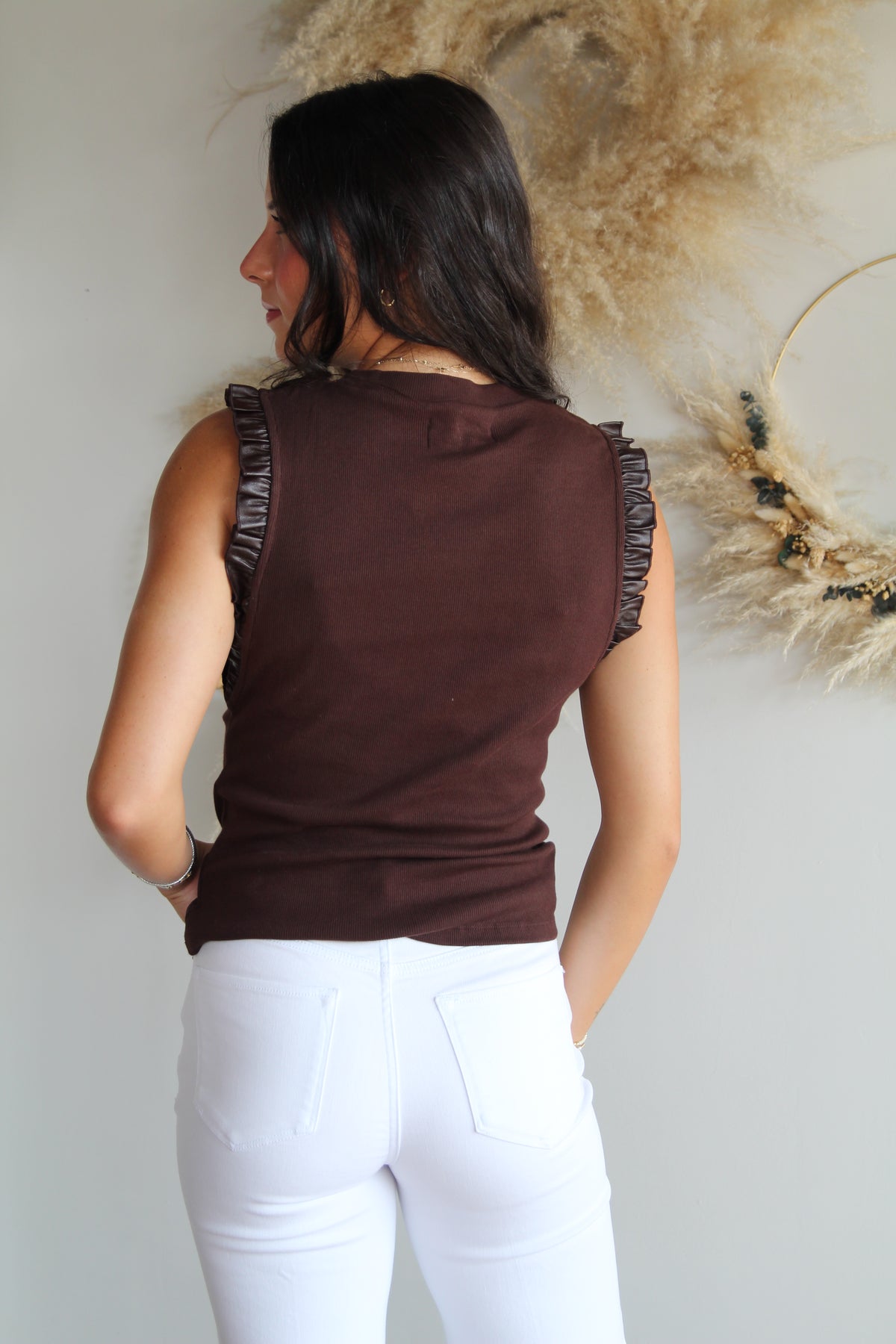 Bridget Ruffle Sleeve - Brown