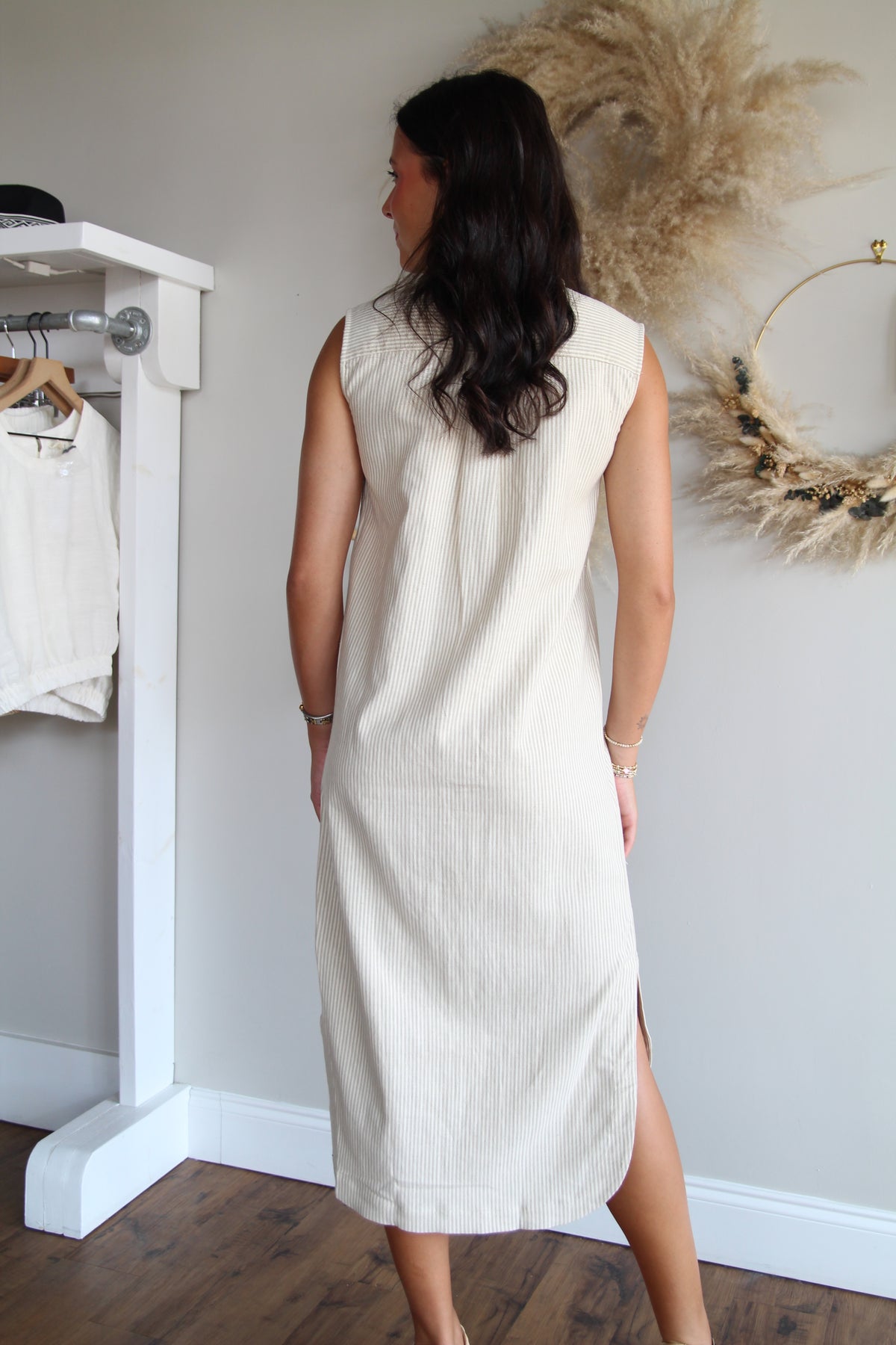 Linen Sleeveless Button Dress