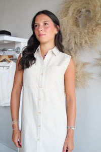 Linen Sleeveless Button Dress