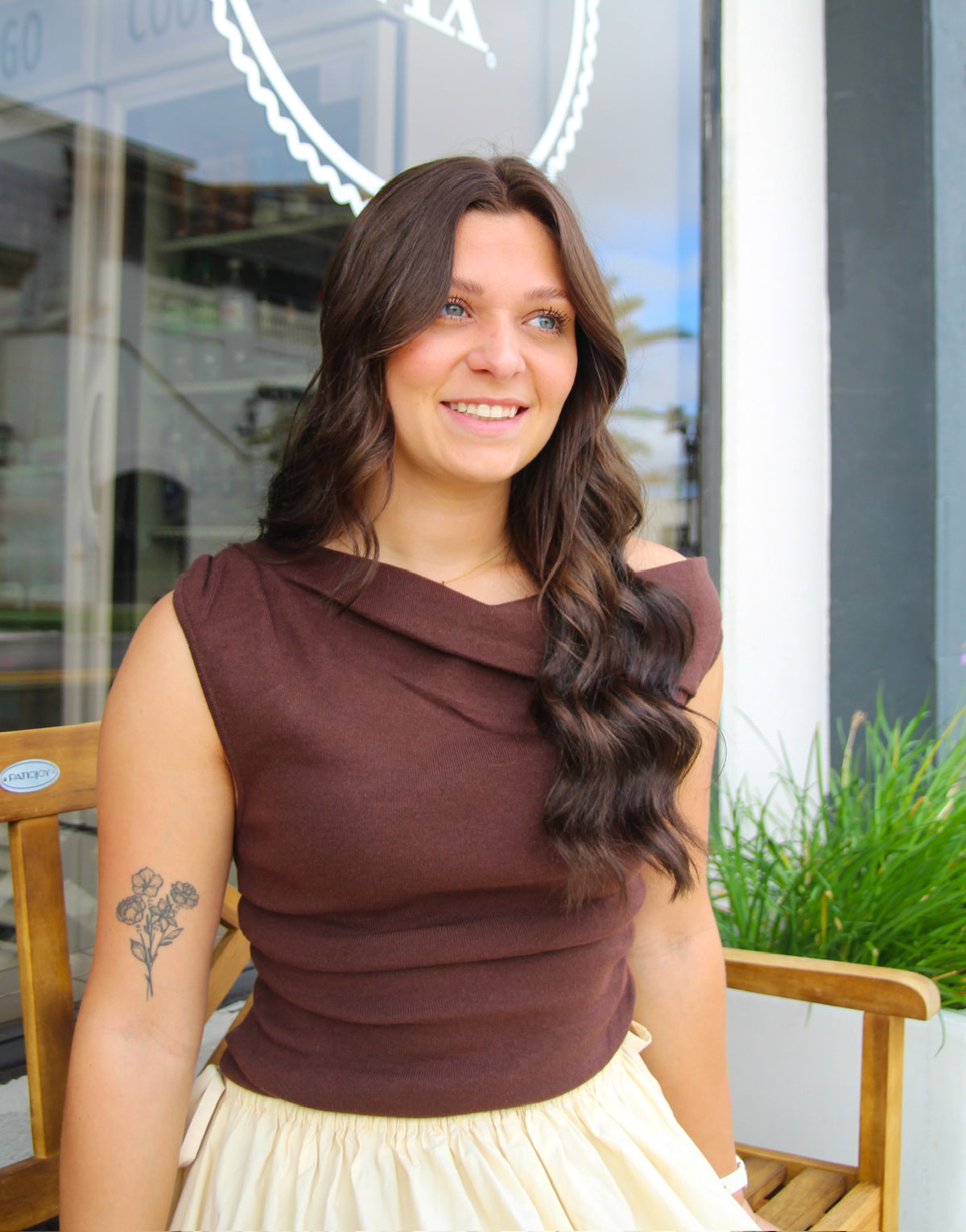 Elevated Off Shoulder Top - Chocolate