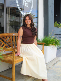 Elevated Off Shoulder Top - Chocolate