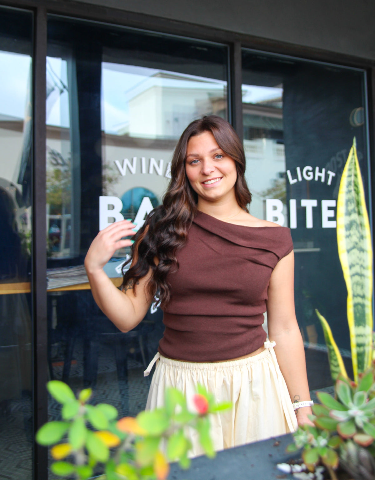 Elevated Off Shoulder Top - Chocolate