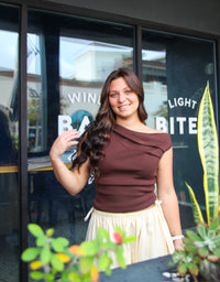 Elevated Off Shoulder Top - Chocolate