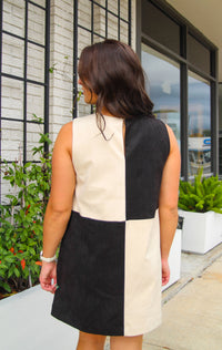 Suede Contrast Shift Dress