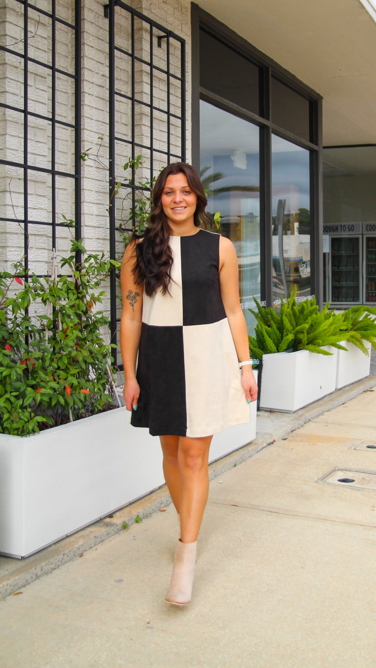 Suede Contrast Shift Dress