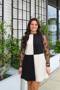 Suede Contrast Shift Dress