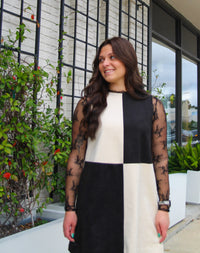 Suede Contrast Shift Dress