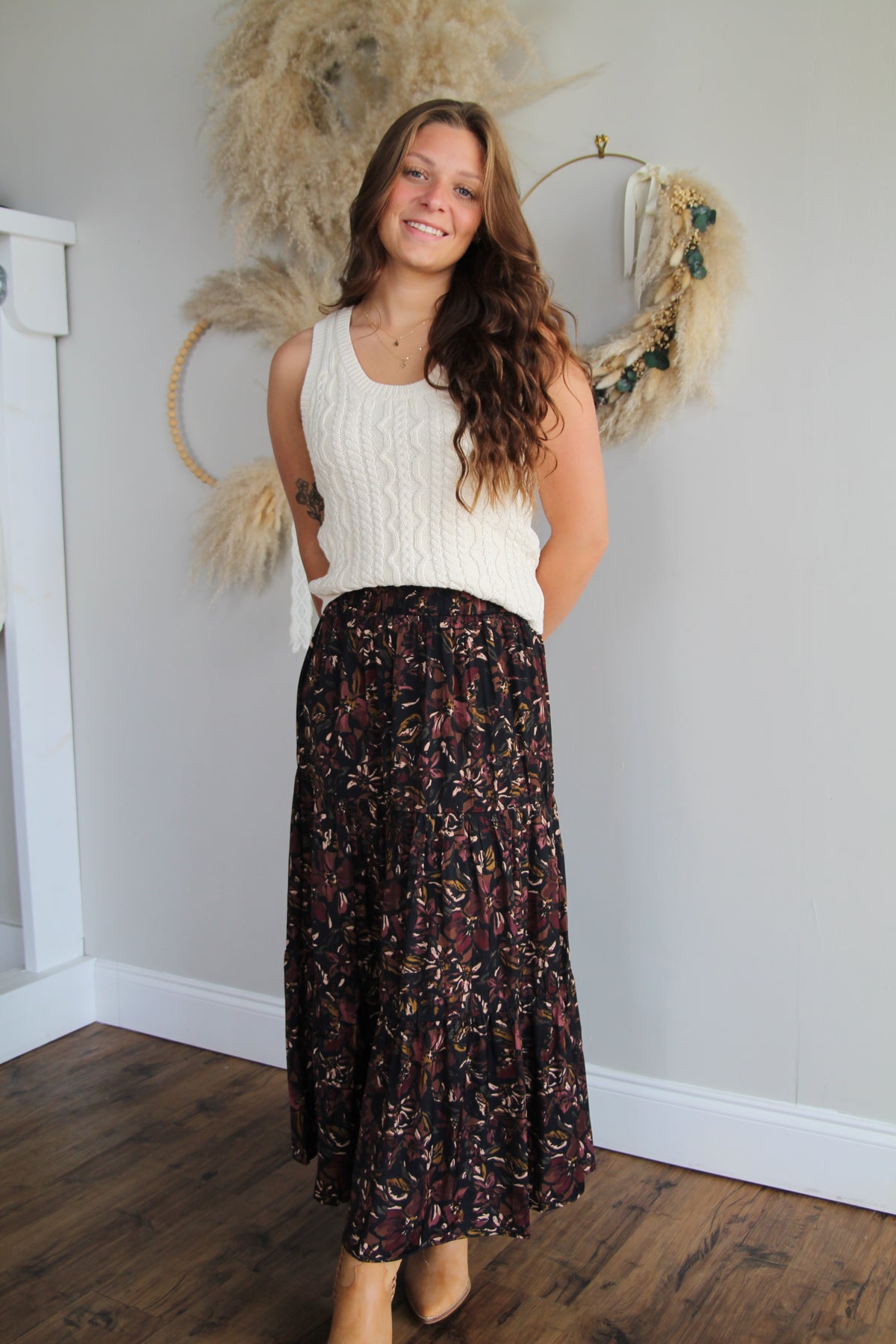 Gather Floral Skirt