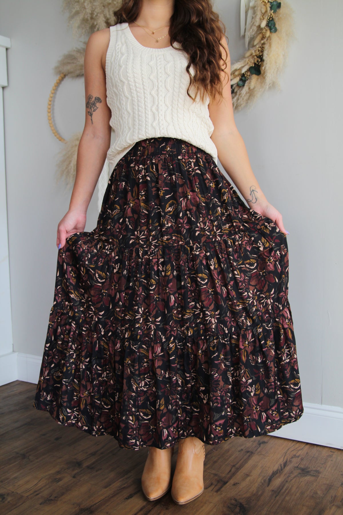 Gather Floral Skirt